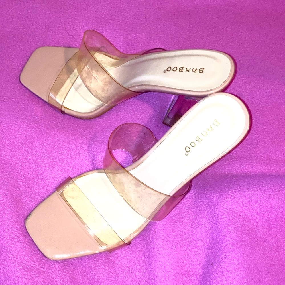 Bamboo Women's Transparent Heels - Pink